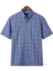 CHALLENGER CH4014 Chemise Manches Courtes Pur Coton Bleu