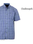 CHALLENGER CH4014 Chemise Manches Courtes Pur Coton Bleu