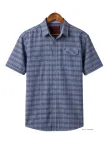 CHALLENGER CH4021 Chemise Manches Courtes Pur Coton Bleu Orange