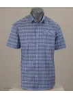 CHALLENGER CH4021 Chemise Manches Courtes Pur Coton Bleu Orange