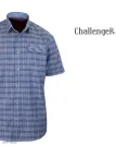 CHALLENGER CH4021 Chemise Manches Courtes Pur Coton Bleu Orange