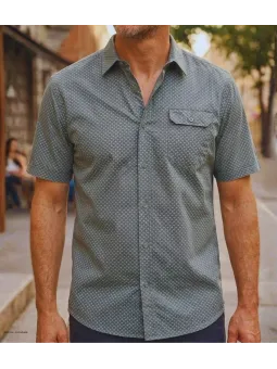 CHALLENGER CH4023 Chemise Manches Courtes Pur Coton Gris