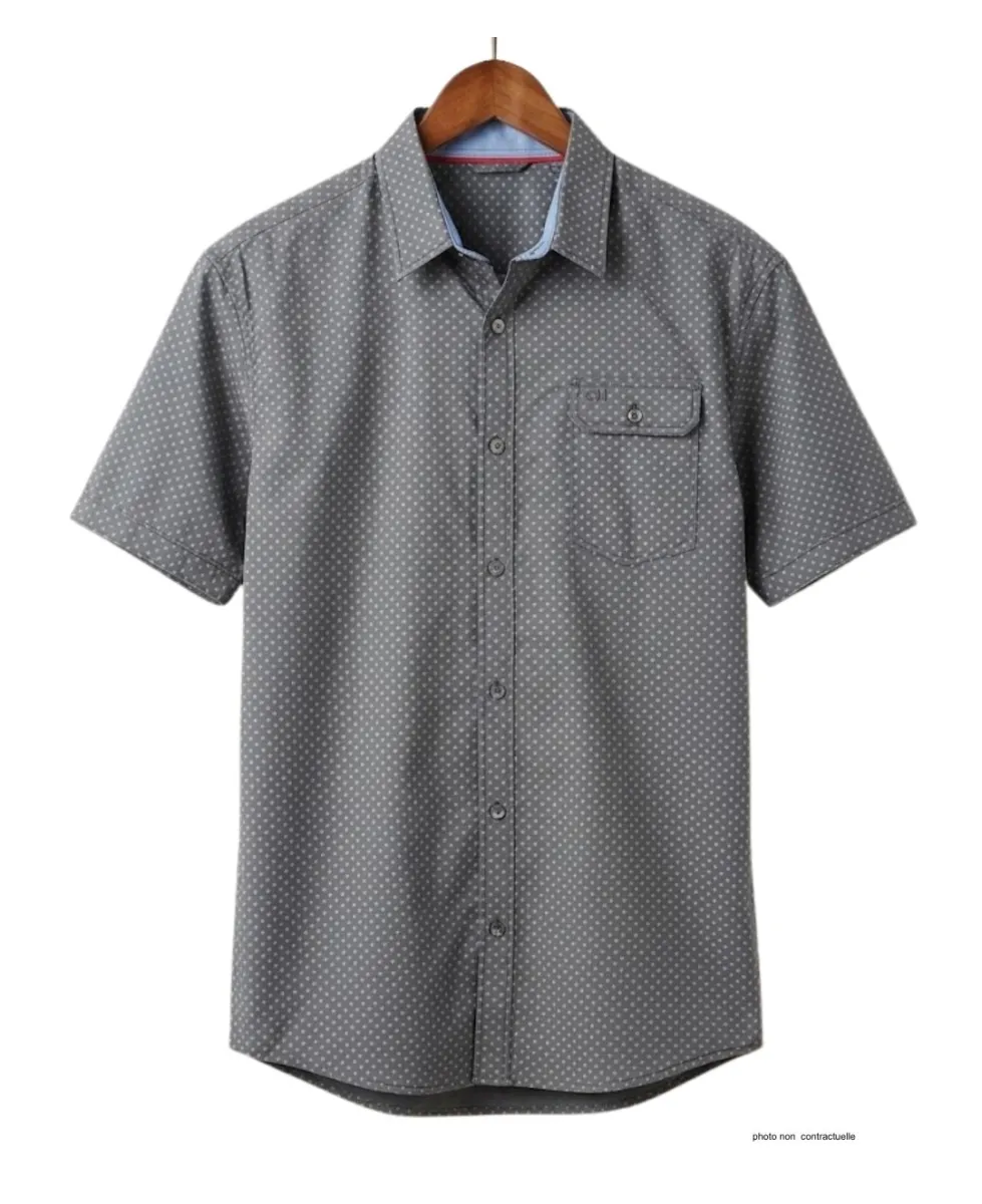 CHALLENGER CH4023 Chemise Manches Courtes Pur Coton Gris