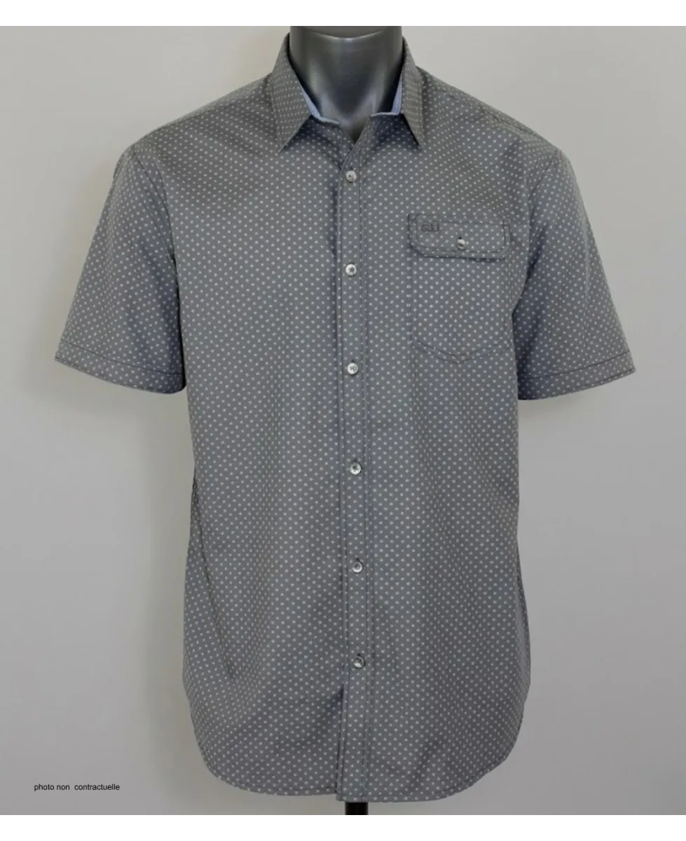 CHALLENGER CH4023 Chemise Manches Courtes Pur Coton Gris