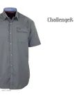 CHALLENGER CH4023 Chemise Manches Courtes Pur Coton Gris
