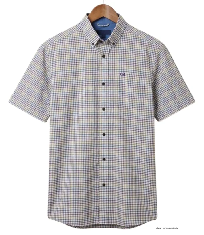 CHALLENGER CH4027 Chemise Manches Courtes Coton Carreaux