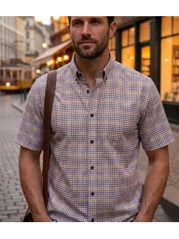 CHALLENGER CH4027 Chemise Manches Courtes Coton Carreaux