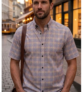 CHALLENGER CH4027 Chemise Manches Courtes Coton Carreaux