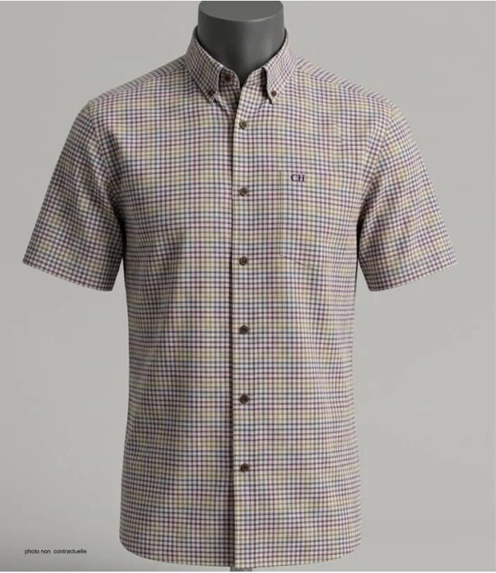 CHALLENGER CH4027 Chemise Manches Courtes Coton Carreaux