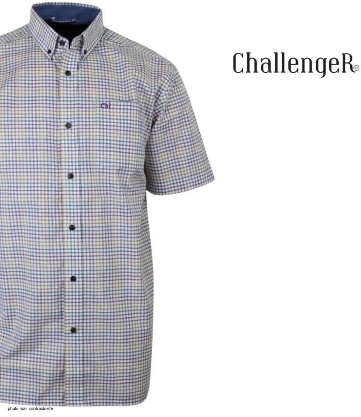 CHALLENGER CH4027 Chemise Manches Courtes Coton Carreaux