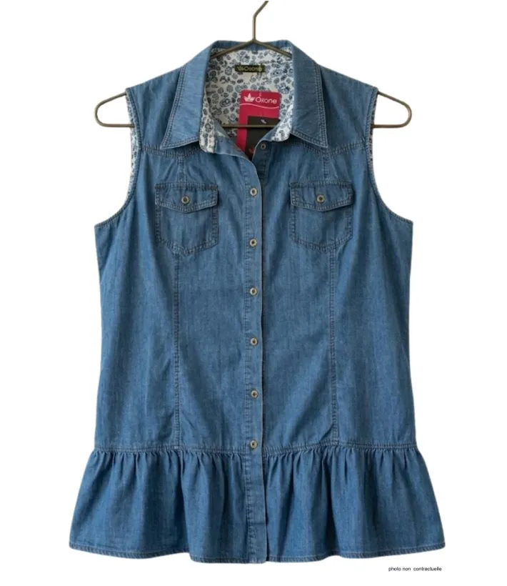 Axone Denim-Confort Tunique en jean bleu coton ample