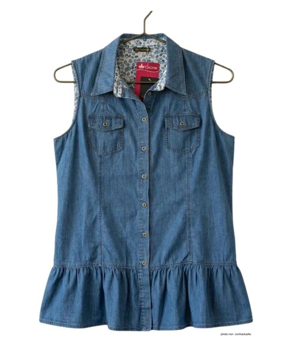 Axone Denim-Confort Tunique en jean bleu coton ample
