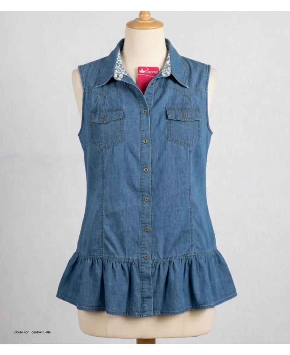 Axone Denim-Confort Tunique en jean bleu coton ample
