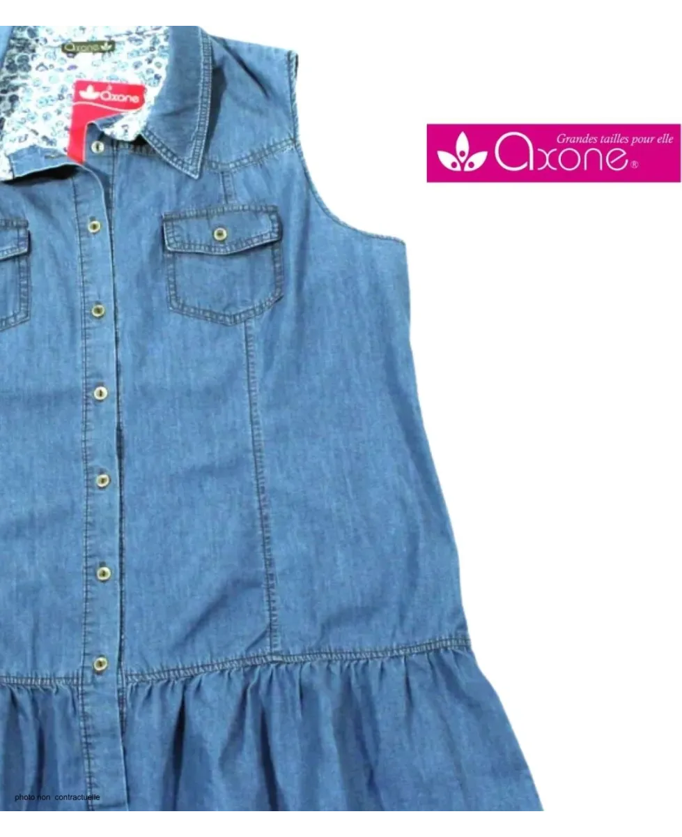 Axone Denim-Confort Tunique en jean bleu coton ample