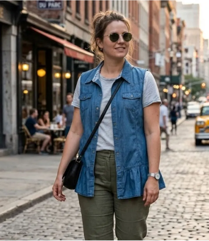 Axone Denim-Confort Tunique en jean bleu coton ample