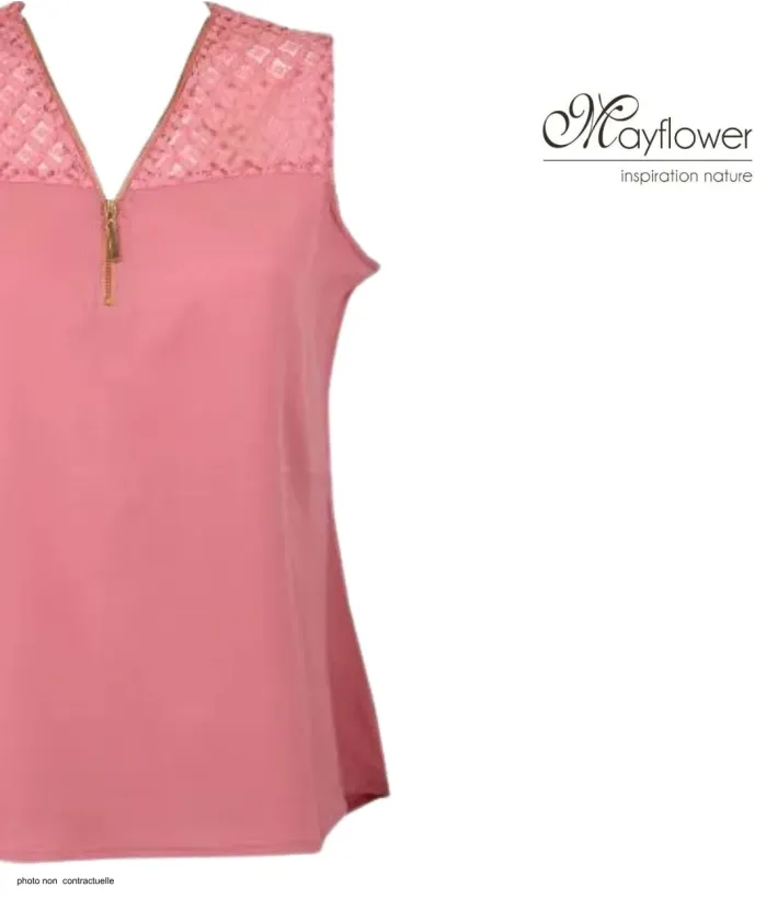 Mayflower CHF3053D Chemisier uni sans manches rose en crêpe