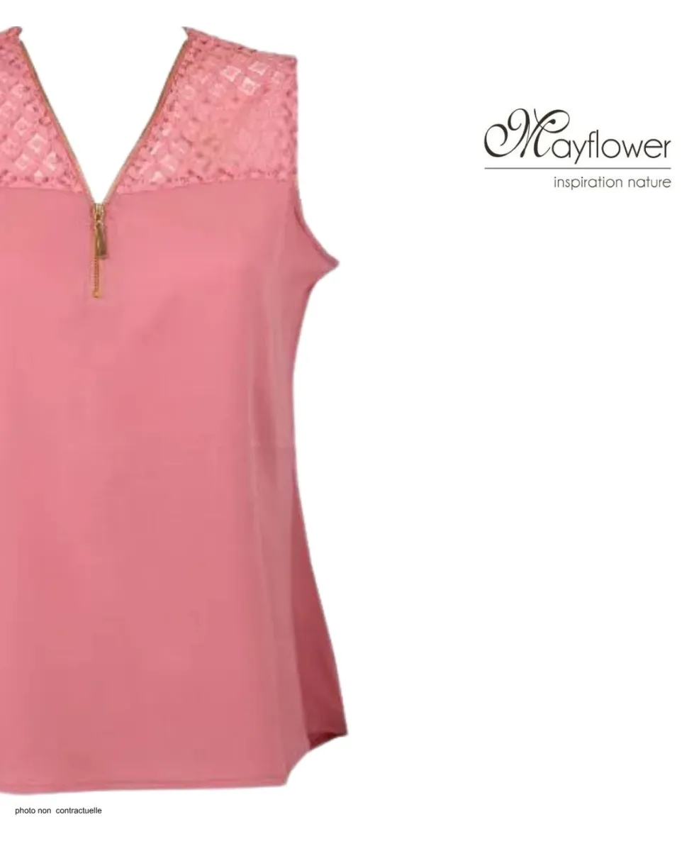 Mayflower CHF3053D Chemisier uni sans manches rose en crêpe