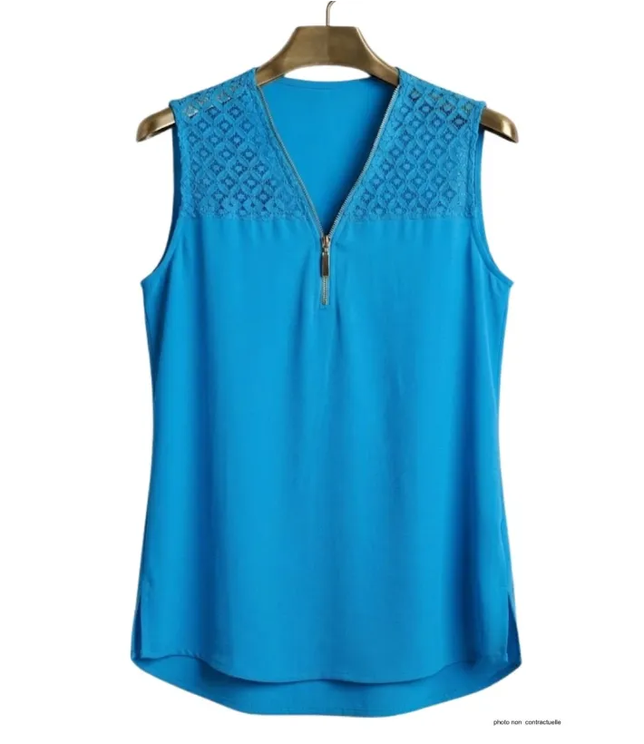 Mayflower CHF3053C Top sans manches bleu turquoise zippé