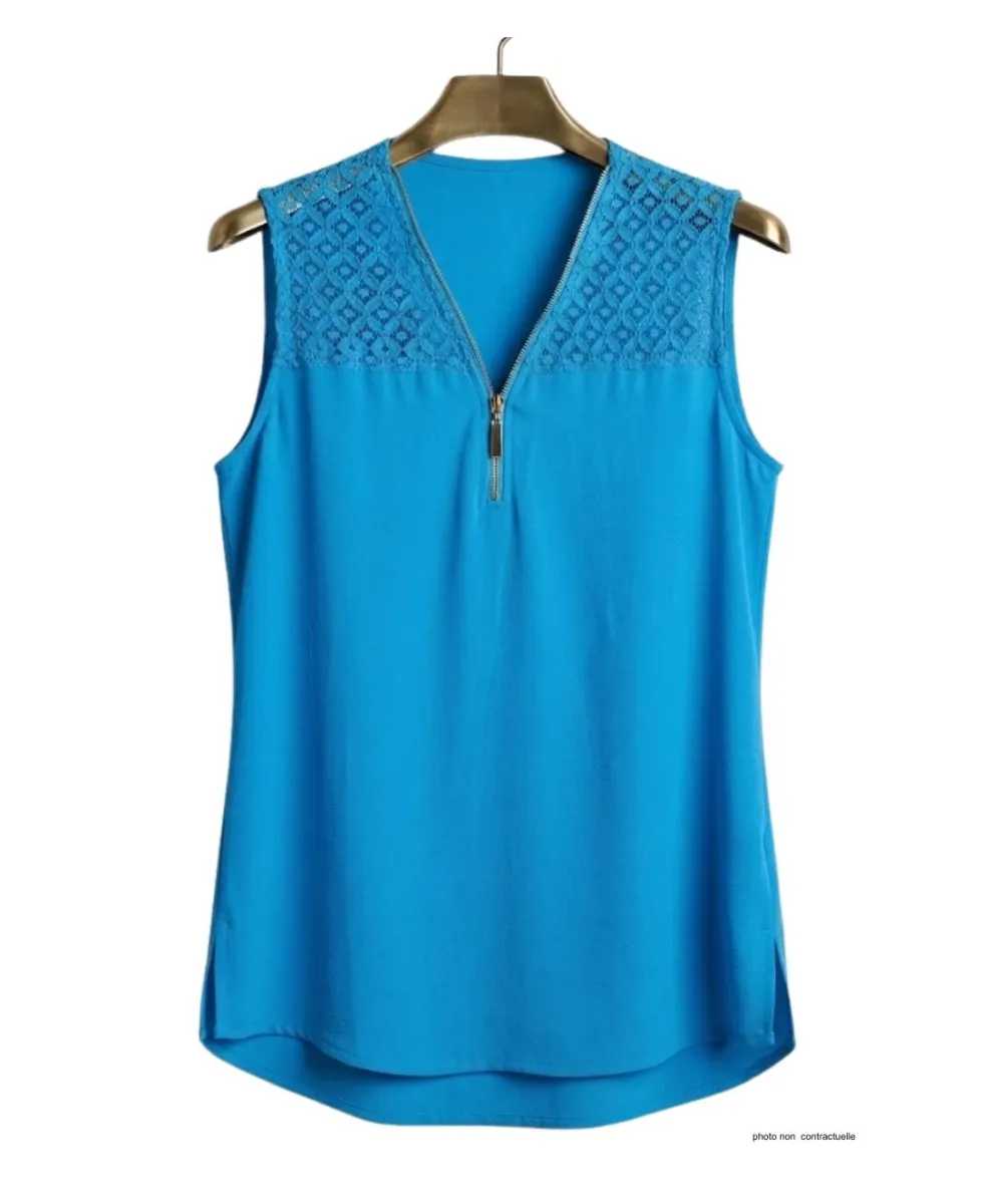 Mayflower CHF3053C Top sans manches bleu turquoise zippé
