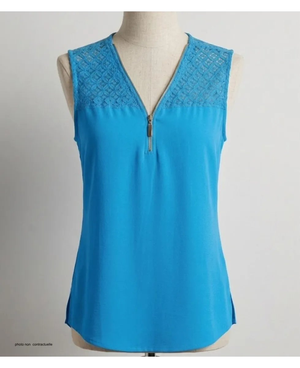 Mayflower CHF3053C Top sans manches bleu turquoise zippé