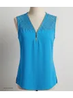 Mayflower CHF3053C Top sans manches bleu turquoise zippé