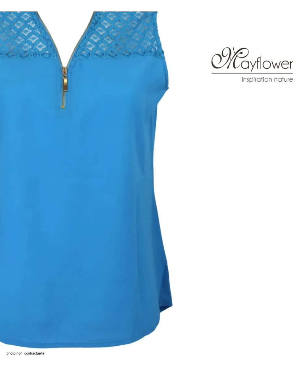 Mayflower CHF3053C Top sans manches bleu turquoise zippé