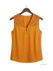 Top sans mancheMayflower CHF3053B Top sans manches jaune zippé en crêpes orange femme – Dentelle, zip doré, polyester