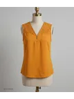 Top sans mancheMayflower CHF3053B Top sans manches jaune zippé en crêpes orange femme – Dentelle, zip doré, polyester