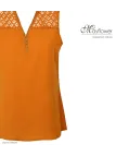 Top sans mancheMayflower CHF3053B Top sans manches jaune zippé en crêpes orange femme – Dentelle, zip doré, polyester