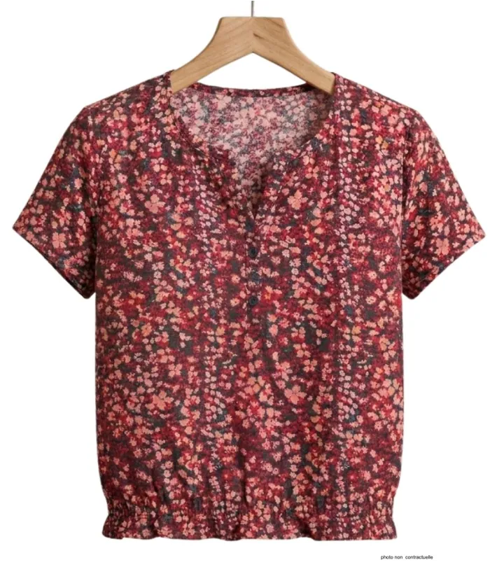 Mayflower COSIMA1 Tunique viscose rose rouge noir fluide