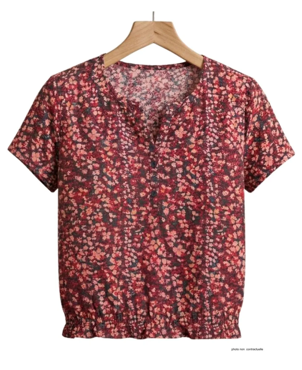 Mayflower COSIMA1 Tunique viscose rose rouge noir fluide