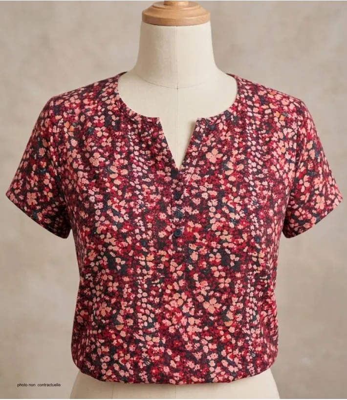 Mayflower COSIMA1 Tunique viscose rose rouge noir fluide