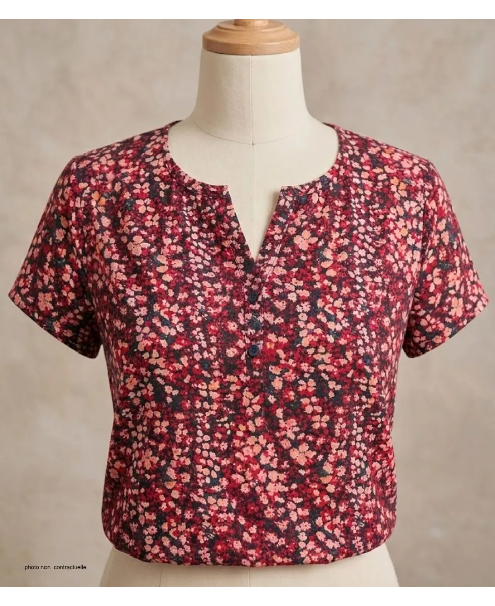 Mayflower COSIMA1 Tunique viscose rose rouge noir fluide