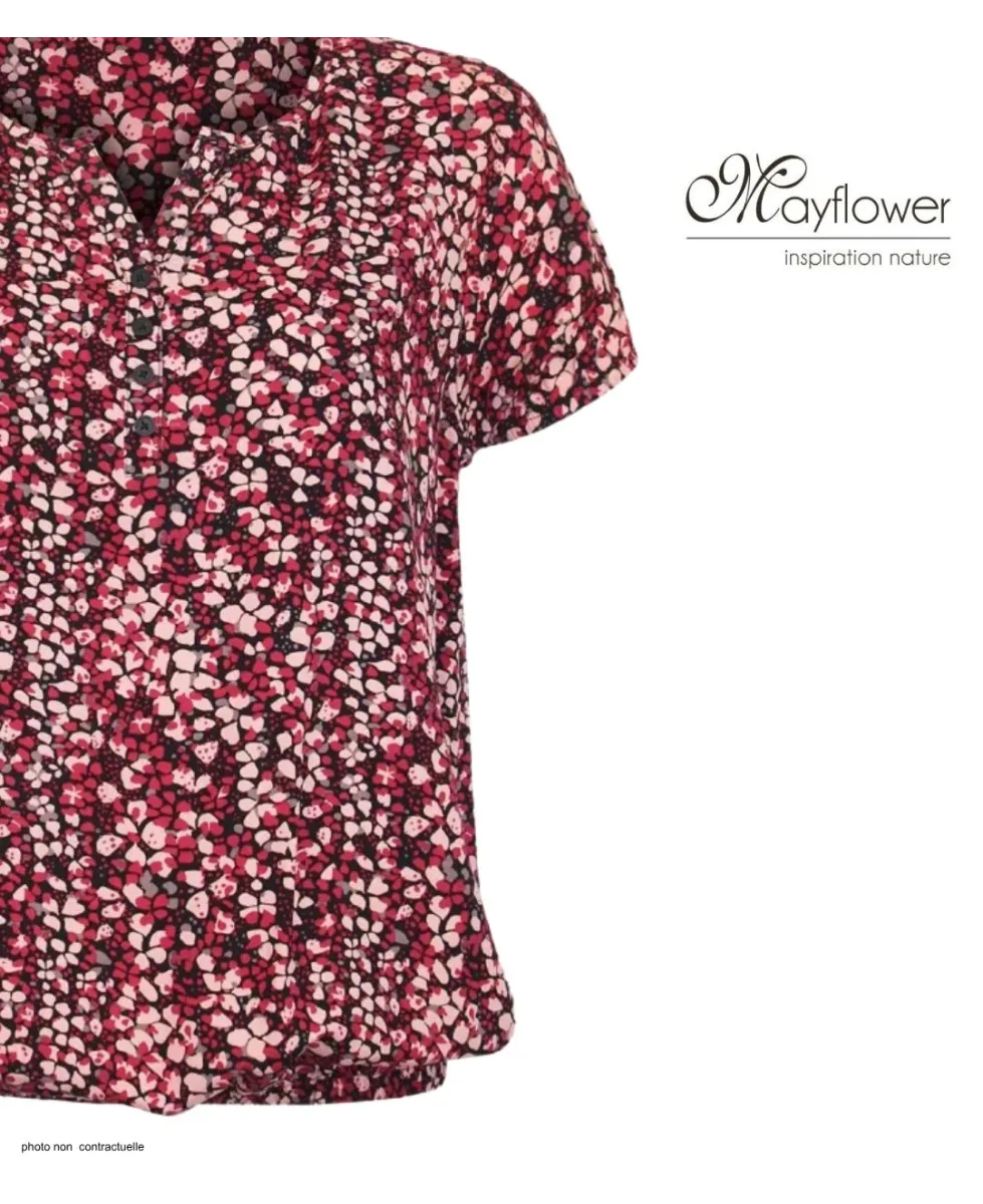 Mayflower COSIMA1 Tunique viscose rose rouge noir fluide