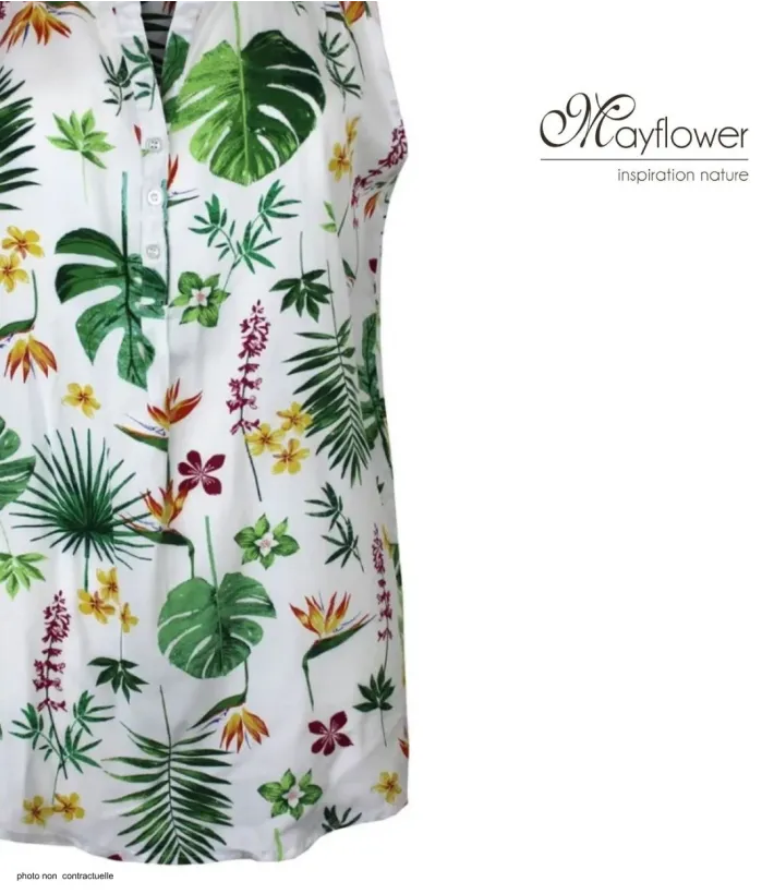 Mayflower LE1801 Débardeur sans manches viscose imprimé jungle