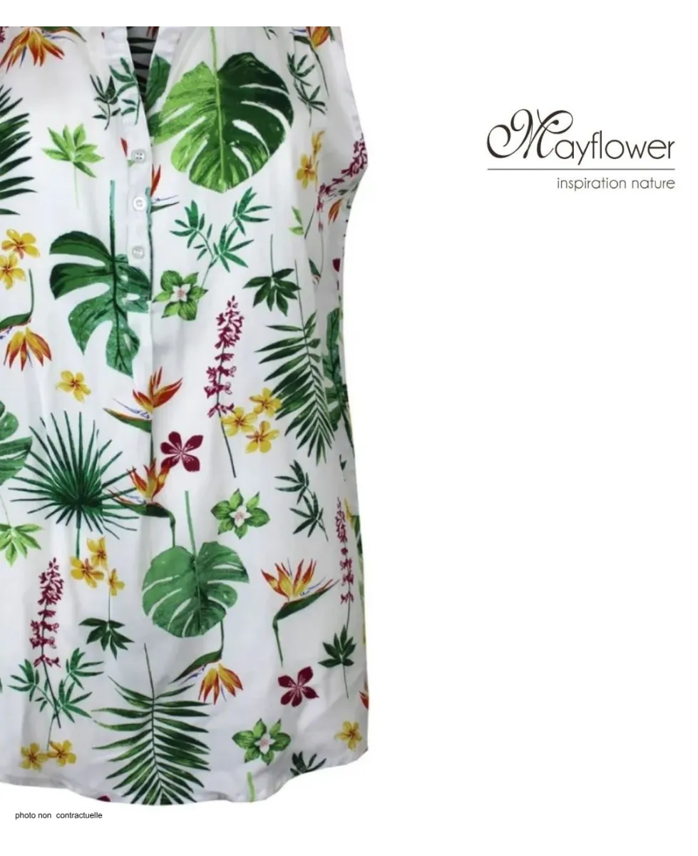 Mayflower LE1801 Débardeur sans manches viscose imprimé jungle