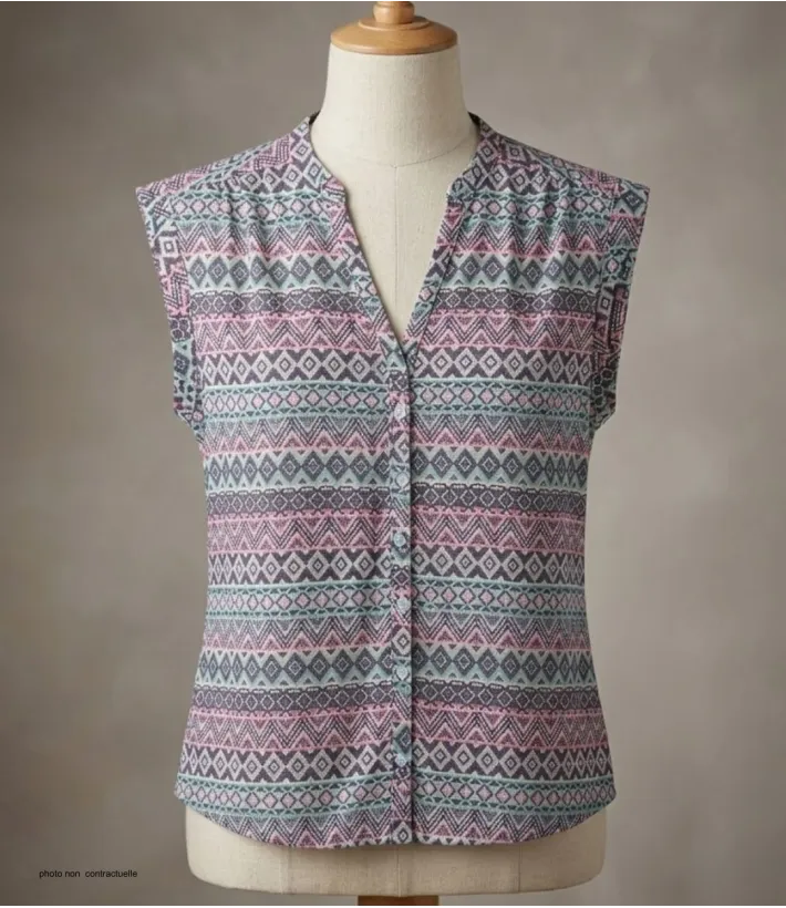 MAYFLOWER LE1805 Chemisier sans manches en viscose fluide
