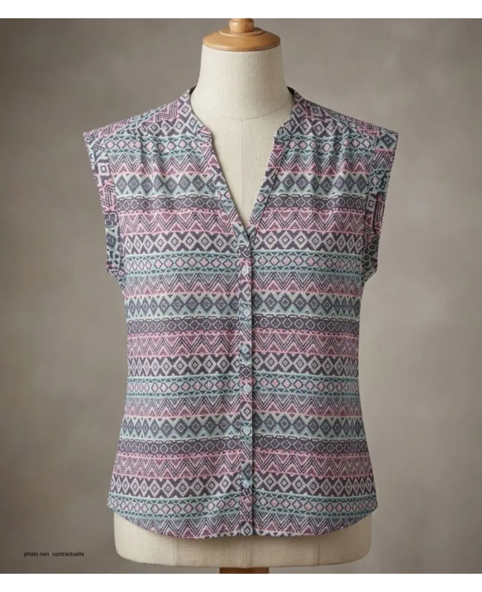 MAYFLOWER LE1805 Chemisier sans manches en viscose fluide