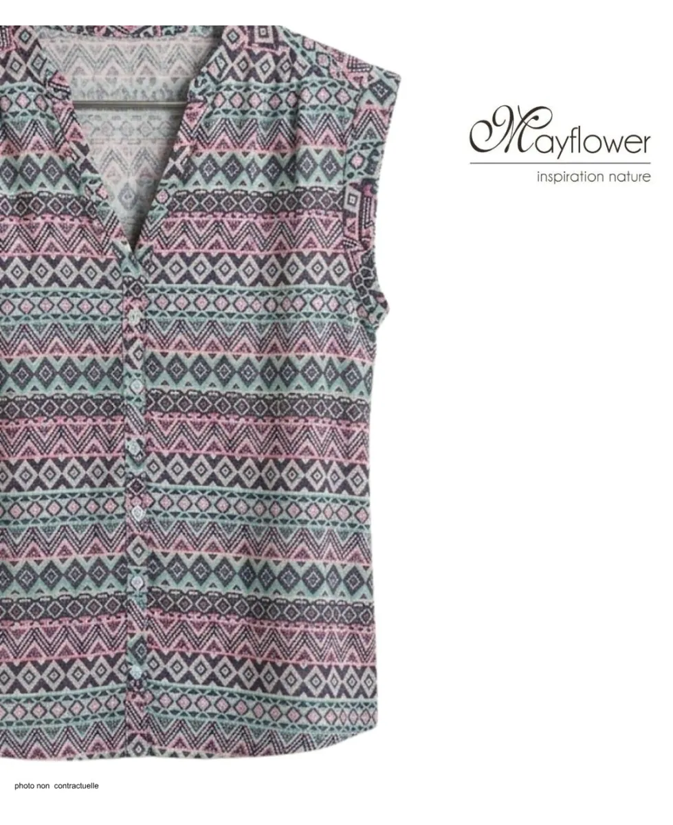MAYFLOWER LE1805 Chemisier sans manches en viscose fluide