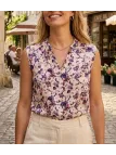 Chemisier sans manches pour femme MAYFLOWER modèle N1130A imprimé graphique multicolore avec col V ouvert