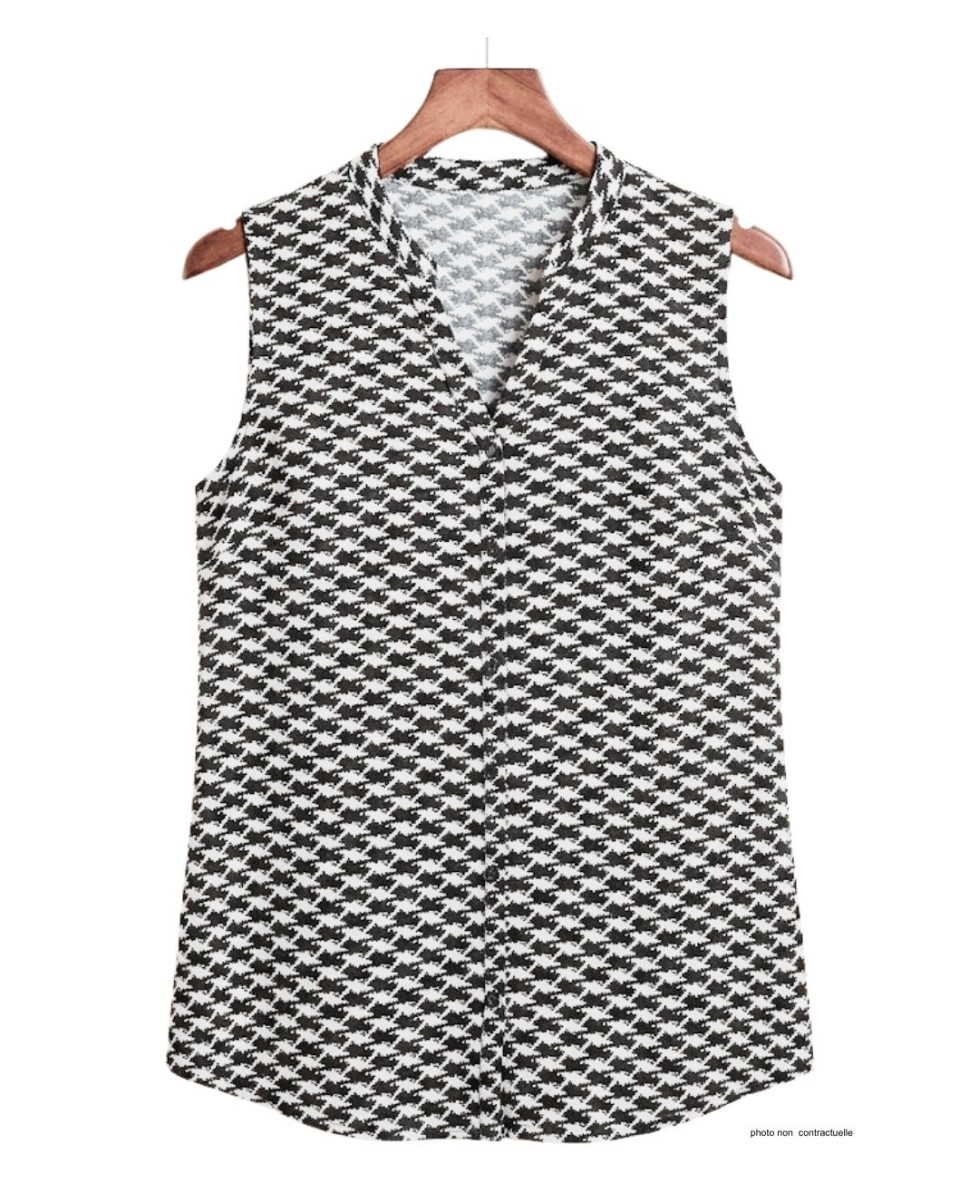 MAYFLOWER VOGUE1 Chemisier sans manches en viscose noir et blanc