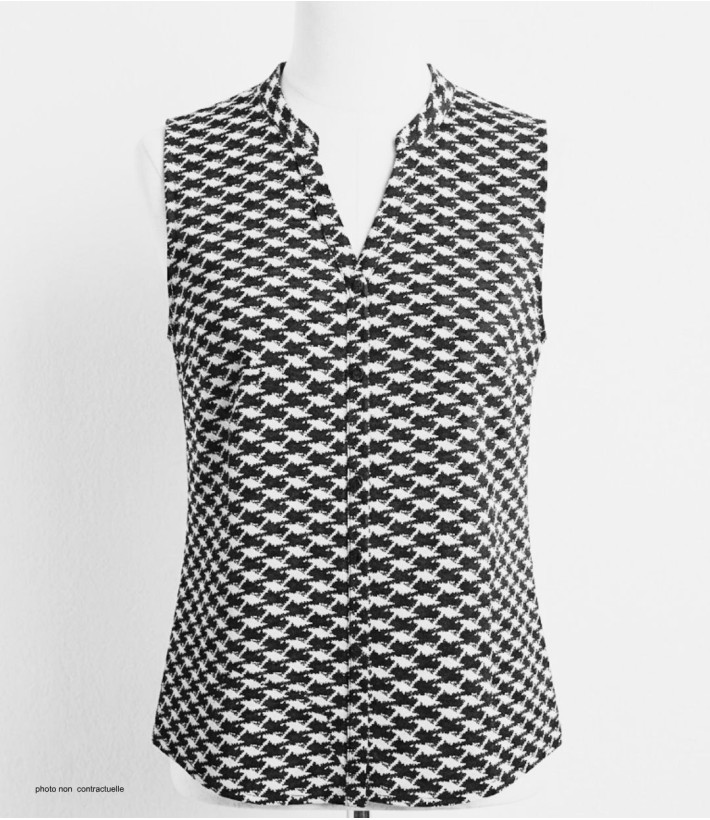 MAYFLOWER VOGUE1 Chemisier sans manches en viscose noir et blanc