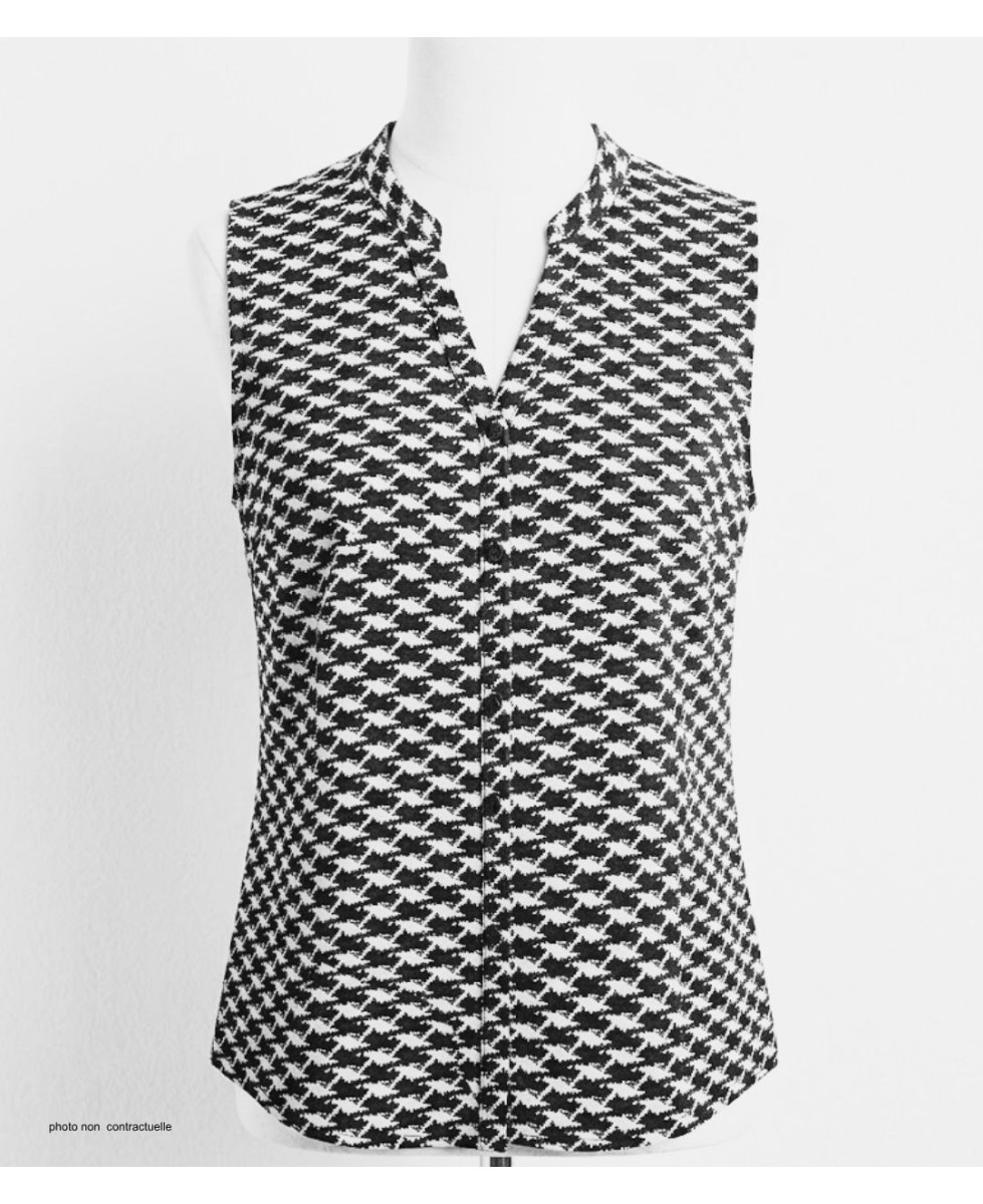 MAYFLOWER VOGUE1 Chemisier sans manches en viscose noir et blanc