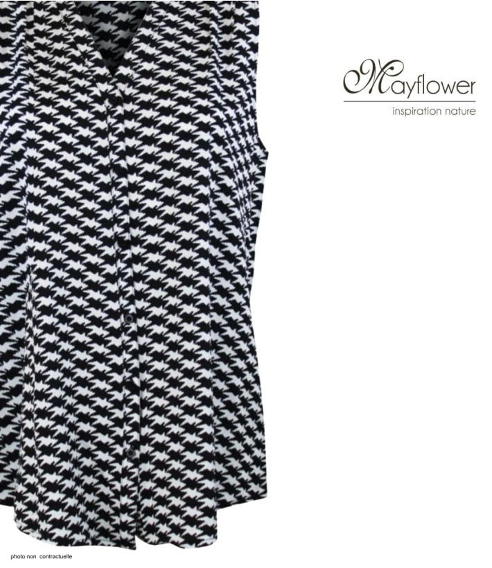 MAYFLOWER VOGUE1 Chemisier sans manches en viscose noir et blanc