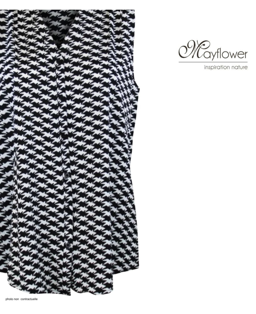 MAYFLOWER VOGUE1 Chemisier sans manches en viscose noir et blanc