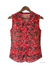 Chemisier sans manche rouge femme – Col rond, imprimé, polyester
