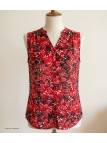 Chemisier sans manche rouge femme – Col rond, imprimé, polyester