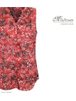 Chemisier sans manche rouge femme – Col rond, imprimé, polyester