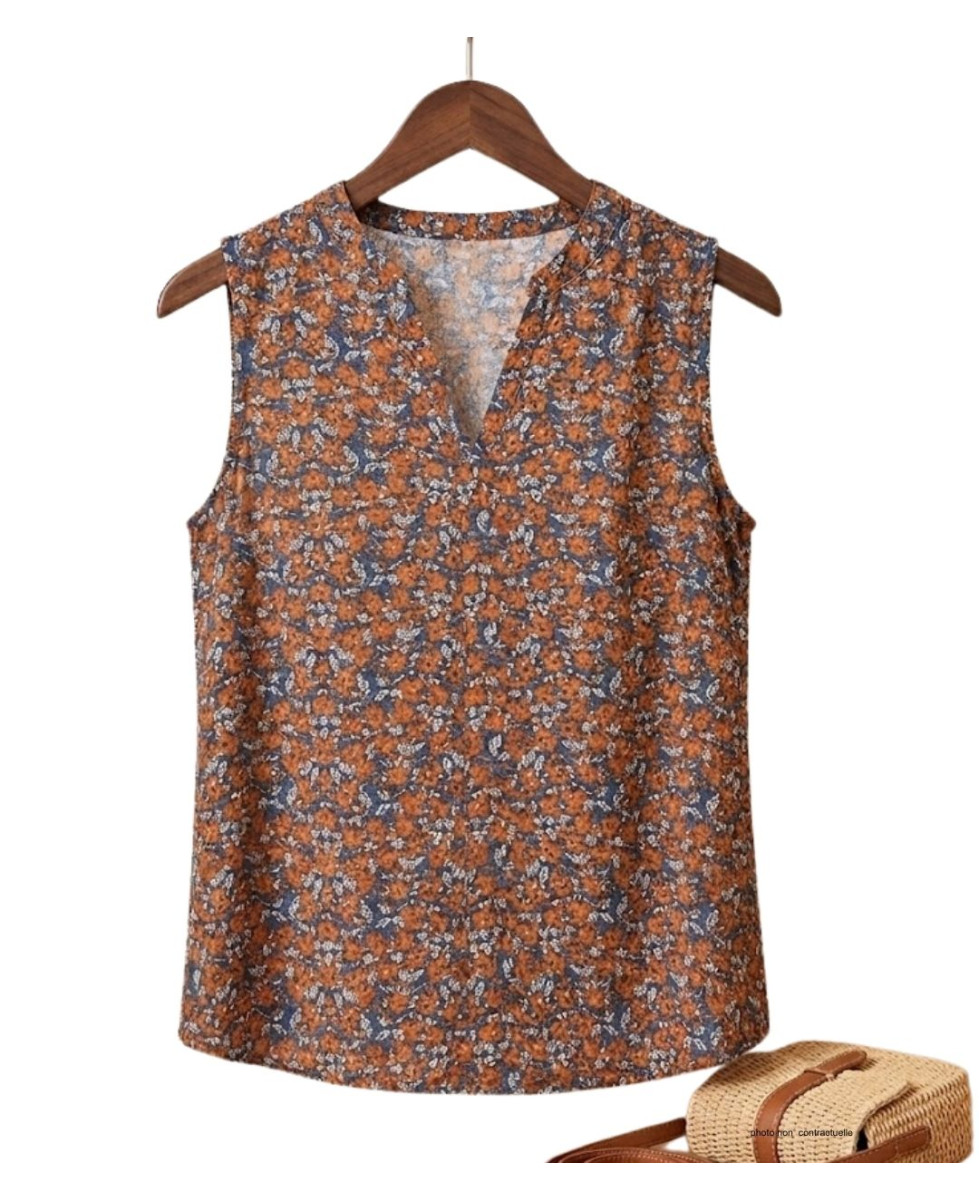 MAYFLOWER VOLTIGE1 — Chemisier sans manches orange en viscose