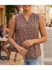 MAYFLOWER VOLTIGE1 — Chemisier sans manches orange en viscose